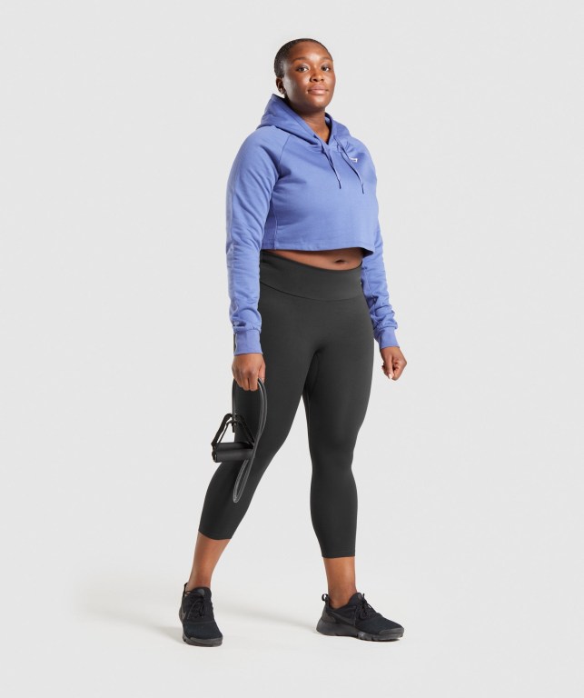 Blue Gymshark Training Cropped Women's Hoodies | US-18XYMWP