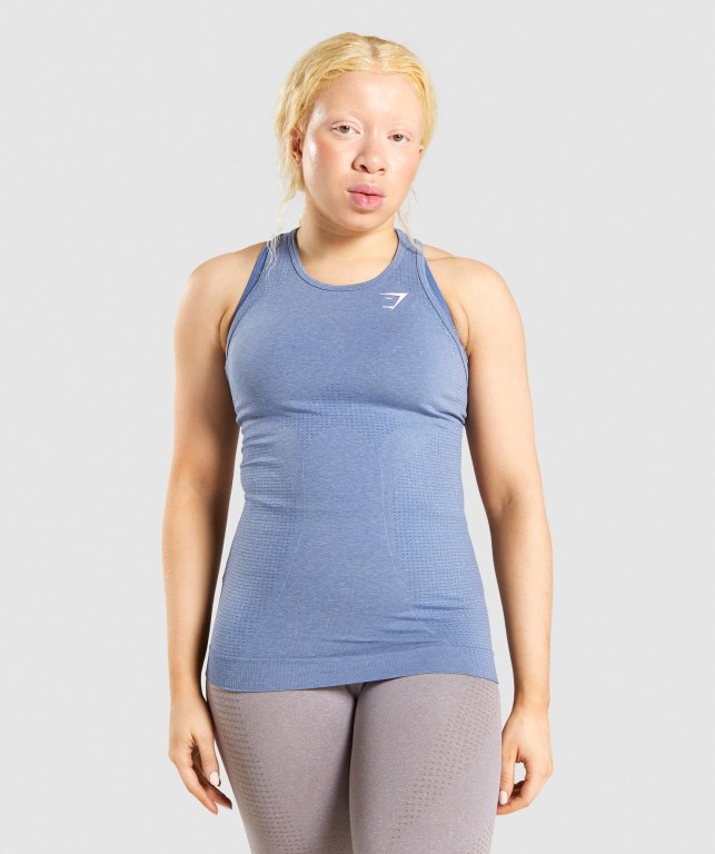 Blue Gymshark Vital Seamless 2.0 Women\'s Tank Tops | US-43KDFIL