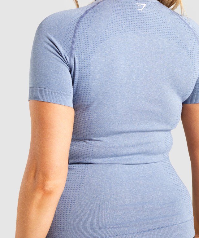 Blue Gymshark Vital Seamless 2.0 Women's T Shirts | US-58RTXOB