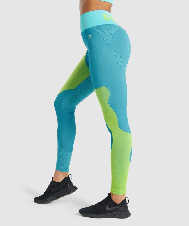 Blue Gymshark WTFlex Seamless High Waisted Women's Leggings | US-68ODFLQ