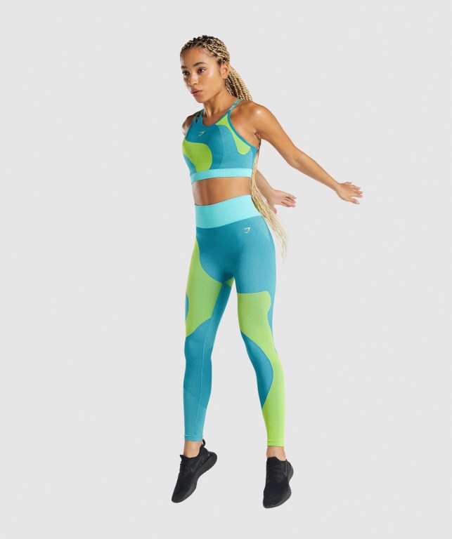 Blue Gymshark WTFlex Seamless High Waisted Women's Leggings | US-68ODFLQ