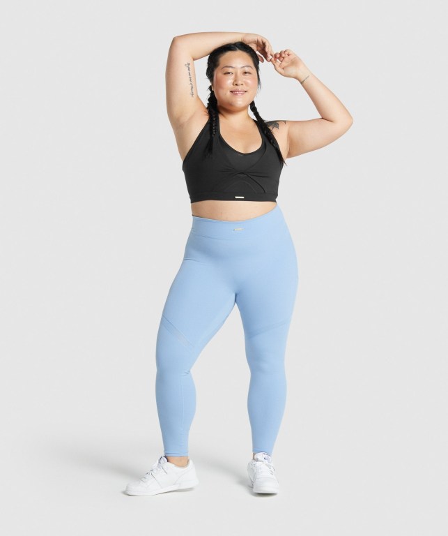 Blue Gymshark Whitney Mesh High Waisted Women's Leggings | US-48UFYNM