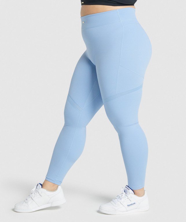 Blue Gymshark Whitney Mesh High Waisted Women's Leggings | US-48UFYNM