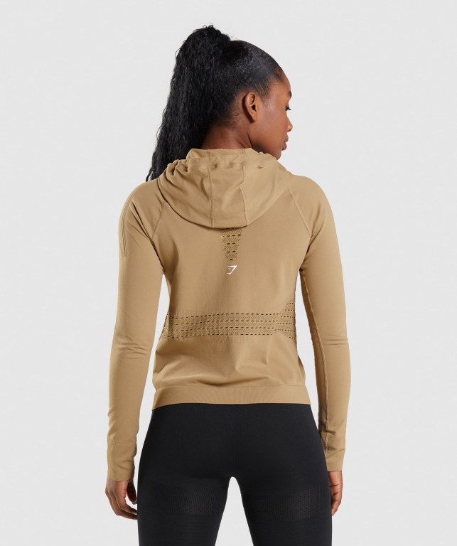 Brown Gymshark Energy Seamless Women's Hoodies | US-18RBJLI