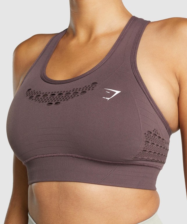 Brown Gymshark Energy Seamless Women's Sports Bra | US-98QJKUV