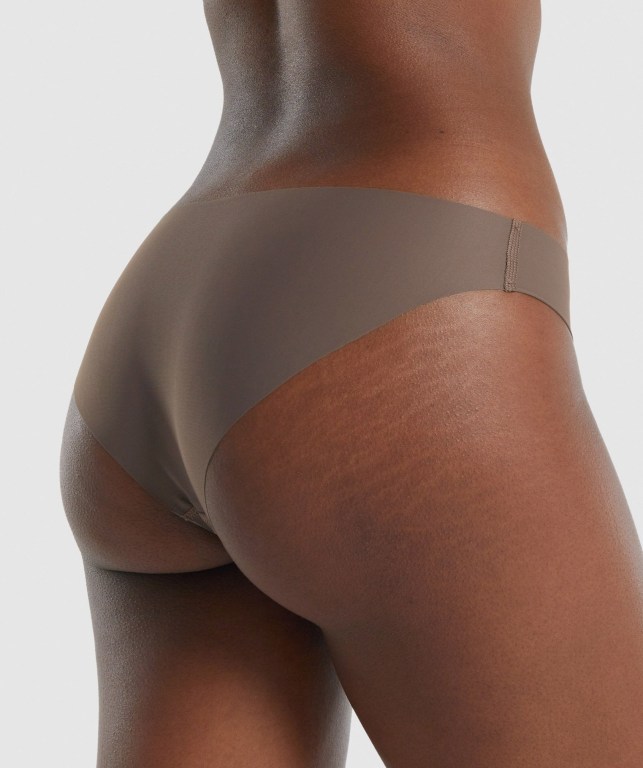 Brown Gymshark No VPL Bikini Brief Women's Underwear | US-38GCJQI