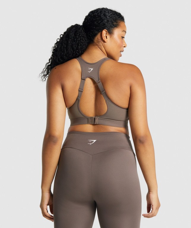 Brown Gymshark Open Back Training Women's Sports Bra | US-15VQKWL