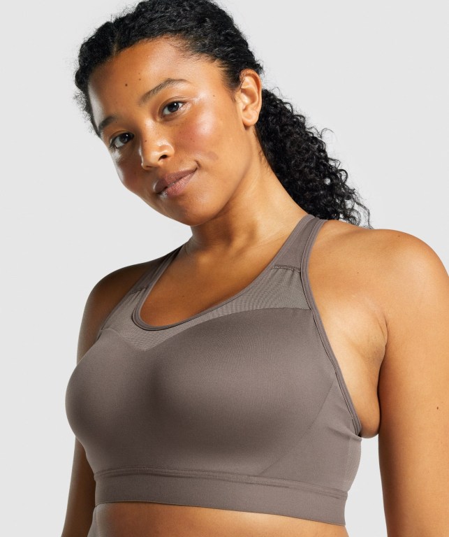 Brown Gymshark Open Back Training Women's Sports Bra | US-15VQKWL