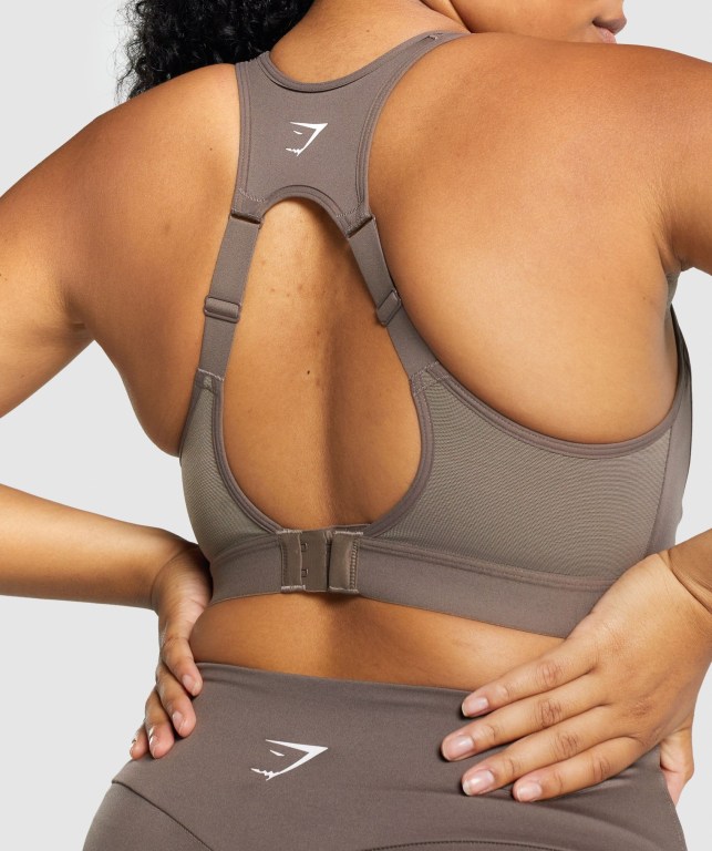 Brown Gymshark Open Back Training Women's Sports Bra | US-15VQKWL