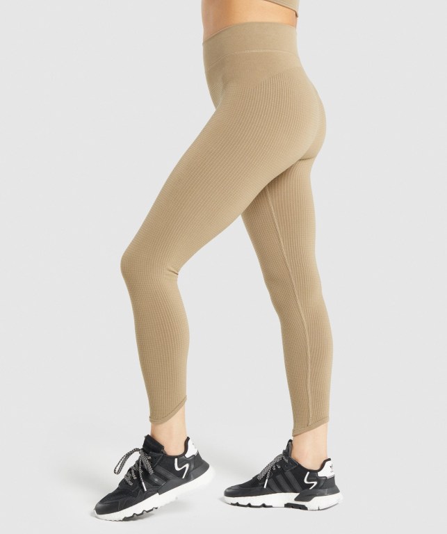 Brown Gymshark Pause Seamless High Waisted Women's Leggings | US-37RIPYD