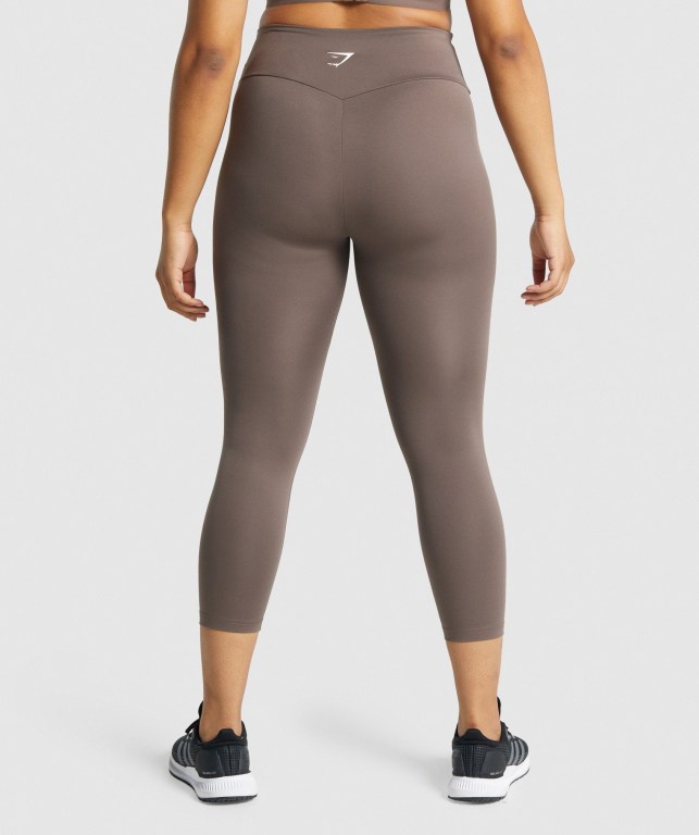 Brown Gymshark Training 7/8 High Waisted Women's Leggings | US-79HSDTN