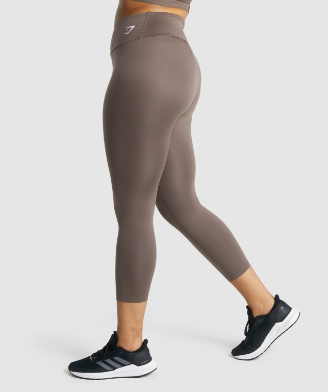 Brown Gymshark Training 7/8 High Waisted Women's Leggings | US-79HSDTN