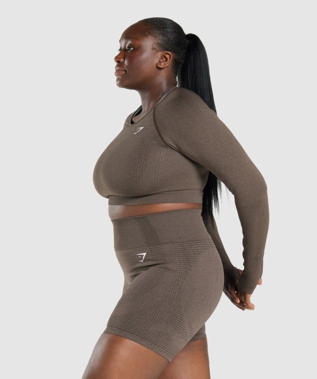 Brown Gymshark Vital Seamless 2.0 Crop Top Women's T Shirts | US-06WZIPM