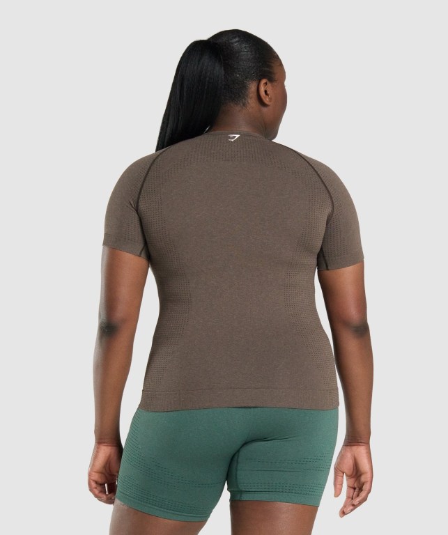 Brown Gymshark Vital Seamless 2.0 Women's T Shirts | US-87YVJQL