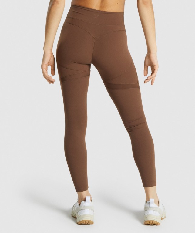 Brown Gymshark Whitney Mesh High Waisted Women's Leggings | US-12MNXYO