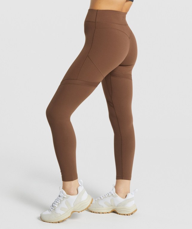 Brown Gymshark Whitney Mesh High Waisted Women's Leggings | US-12MNXYO