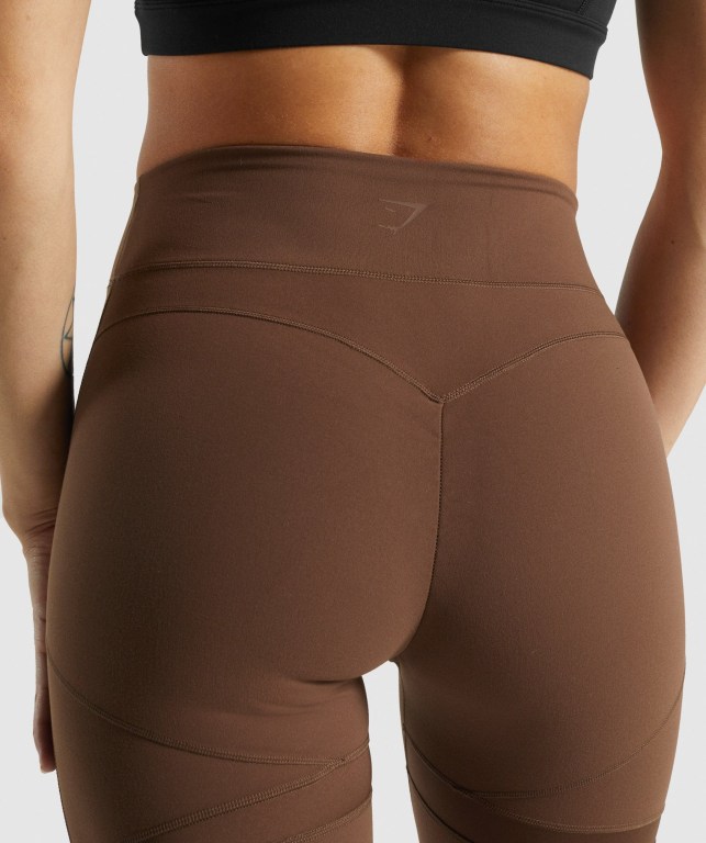 Brown Gymshark Whitney Mesh High Waisted Women's Leggings | US-12MNXYO