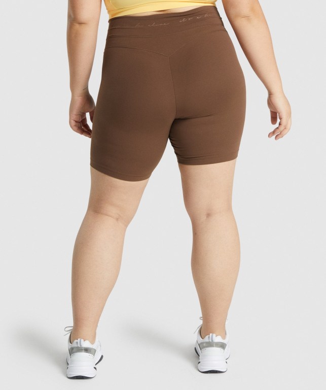 Brown Gymshark Whitney Mesh Women's Shorts | US-13AXWMQ