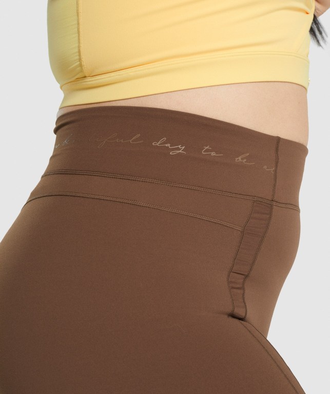 Brown Gymshark Whitney Mesh Women's Shorts | US-13AXWMQ