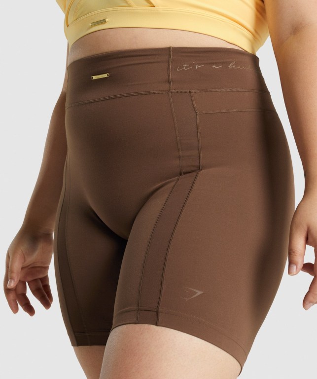 Brown Gymshark Whitney Mesh Women's Shorts | US-13AXWMQ