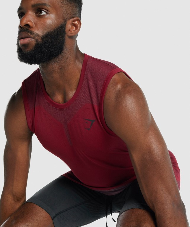 Burgundy Gymshark 315 Men's Tank Tops | US-18JYOPU