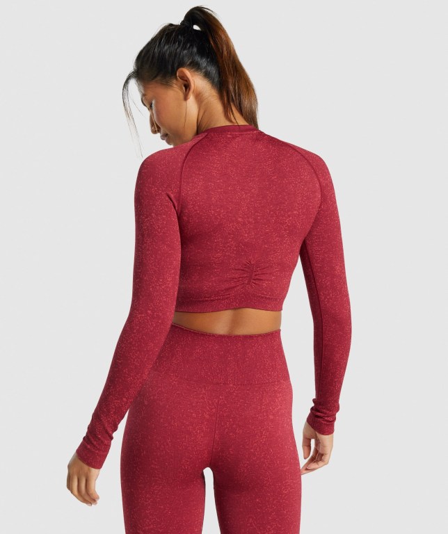 Burgundy Gymshark Adapt Fleck Seamless Crop Top Women's T Shirts | US-08TVWEP