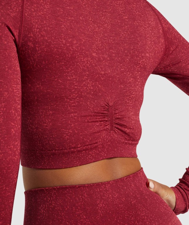 Burgundy Gymshark Adapt Fleck Seamless Crop Top Women's T Shirts | US-08TVWEP