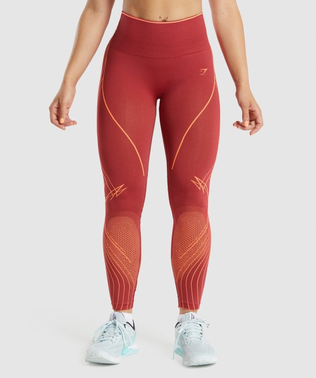 Burgundy Gymshark Apex Seamless High Rise High Waisted Women\'s Leggings | US-63JZKEM