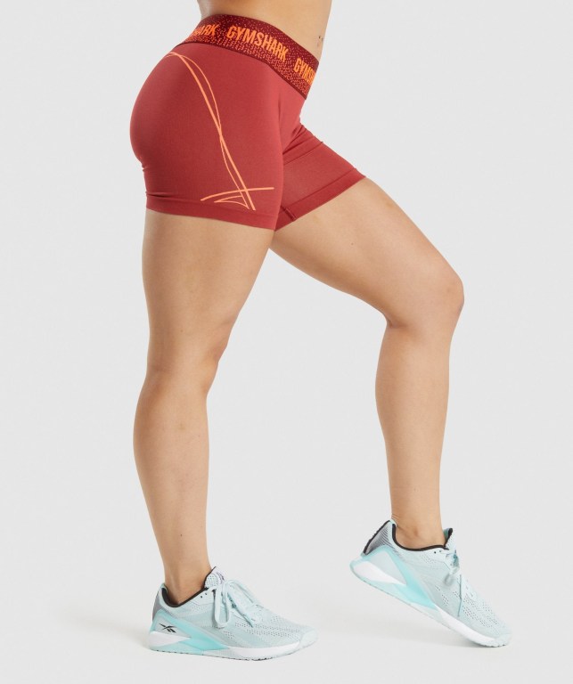 Burgundy Gymshark Apex Seamless Low Rise Women's Shorts | US-09PSDVR