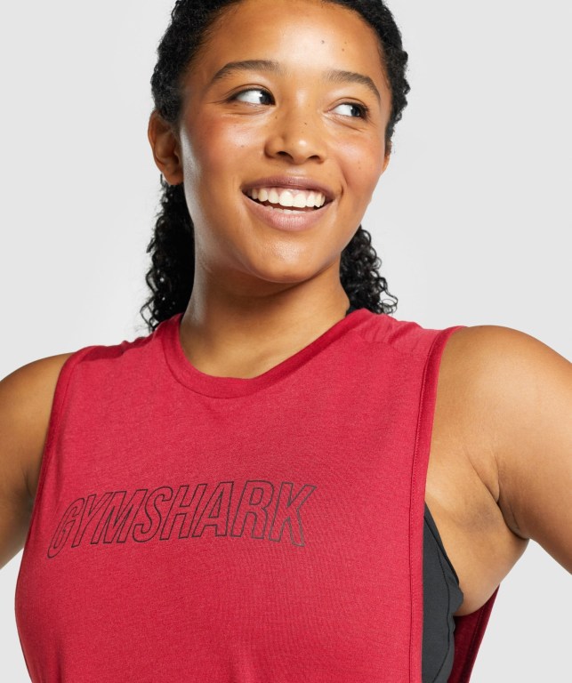 Burgundy Gymshark Apollo Graphic Women's Tank Tops | US-24EKYTB