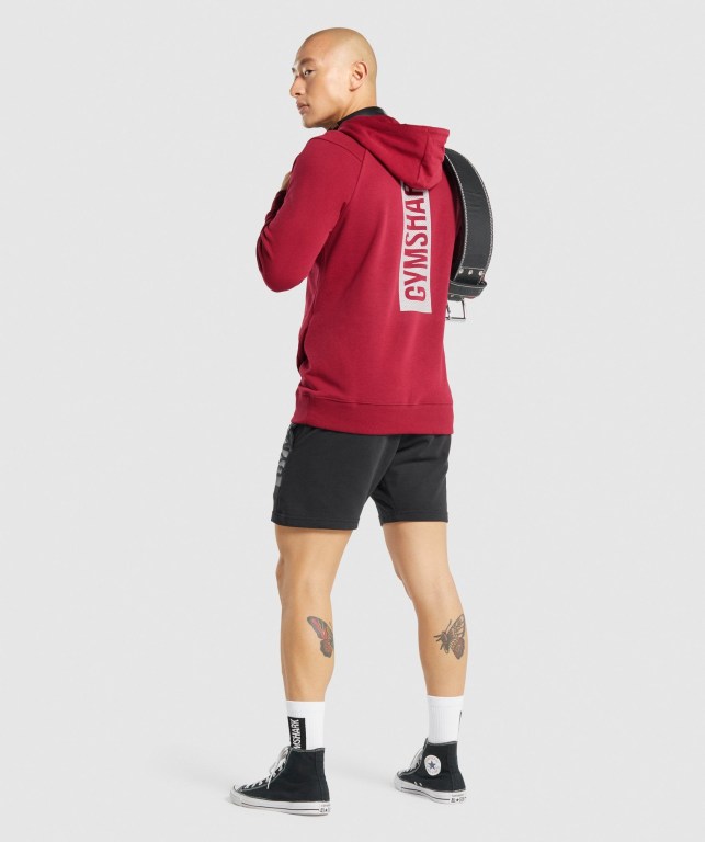 Burgundy Gymshark Bold Men's Hoodies | US-29IKPYH