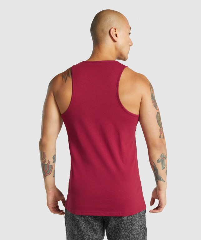 Burgundy Gymshark Critical 2.0 Men's Tank Tops | US-14GMWSU