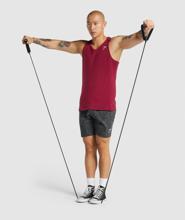 Burgundy Gymshark Critical 2.0 Men's Tank Tops | US-14GMWSU