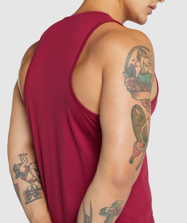 Burgundy Gymshark Critical 2.0 Men's Tank Tops | US-14GMWSU