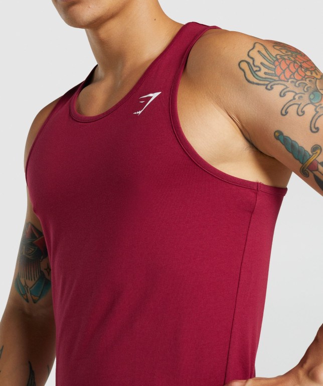 Burgundy Gymshark Critical 2.0 Men's Tank Tops | US-14GMWSU