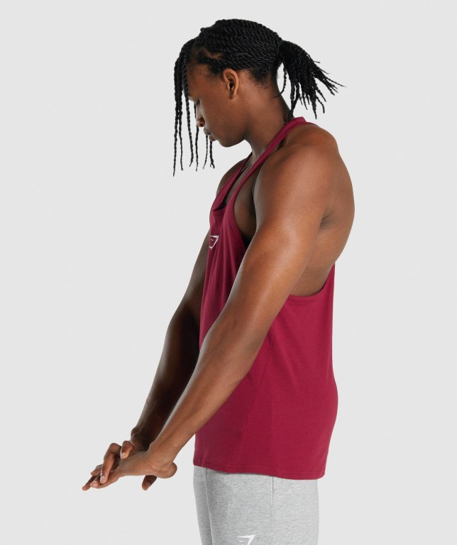 Burgundy Gymshark Critical 2.0 Men's Tank Tops | US-52LHFKG