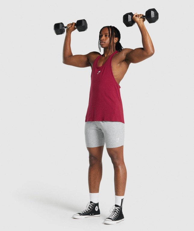 Burgundy Gymshark Critical 2.0 Men's Tank Tops | US-52LHFKG