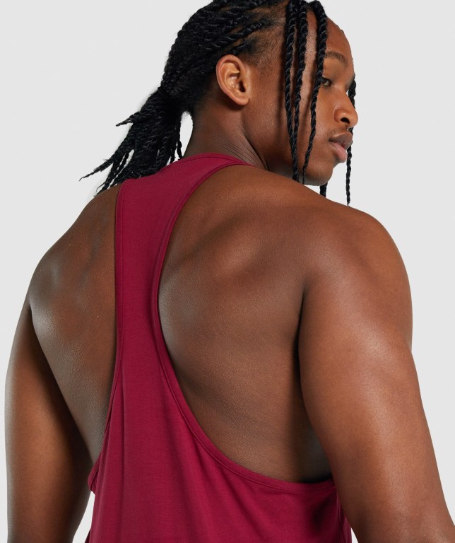 Burgundy Gymshark Critical 2.0 Men's Tank Tops | US-52LHFKG