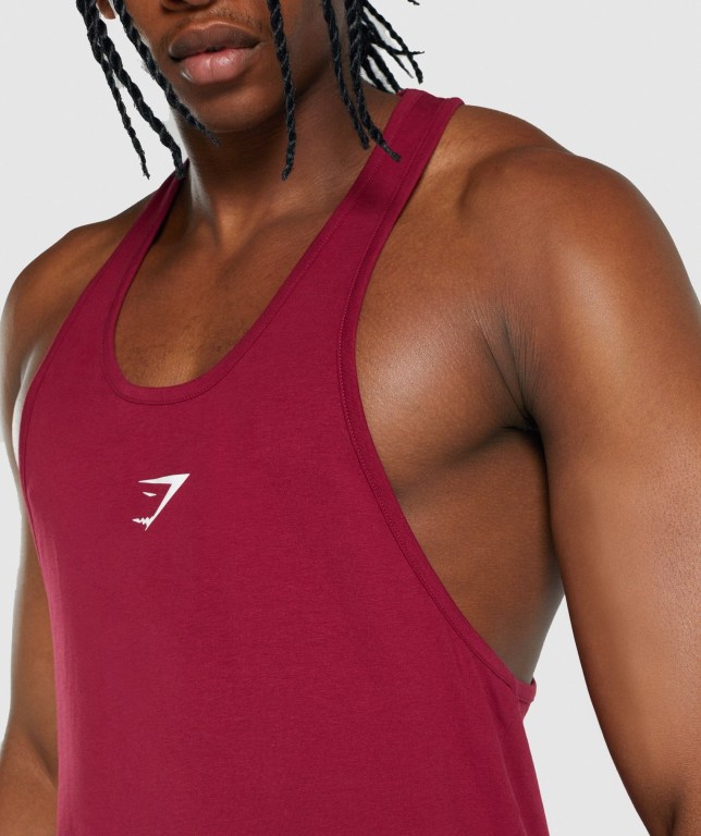 Burgundy Gymshark Critical 2.0 Men's Tank Tops | US-52LHFKG