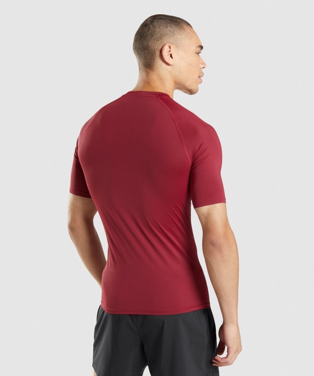 Burgundy Gymshark Element Baselayer Men's T Shirts | US-14FGKQI