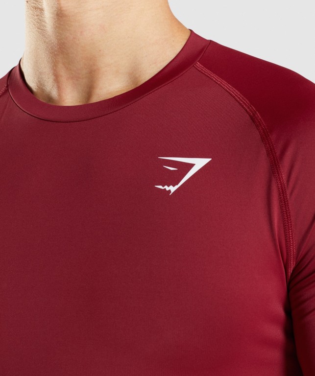 Burgundy Gymshark Element Baselayer Men's T Shirts | US-14FGKQI