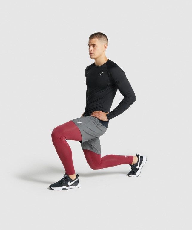 Burgundy Gymshark Element Baselayer Men's Joggers | US-24OJBNL