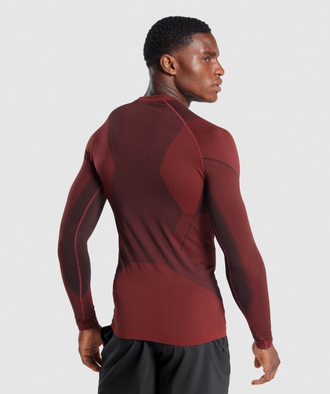 Burgundy Gymshark Free Force Seamless Men's T Shirts | US-46JSDAQ