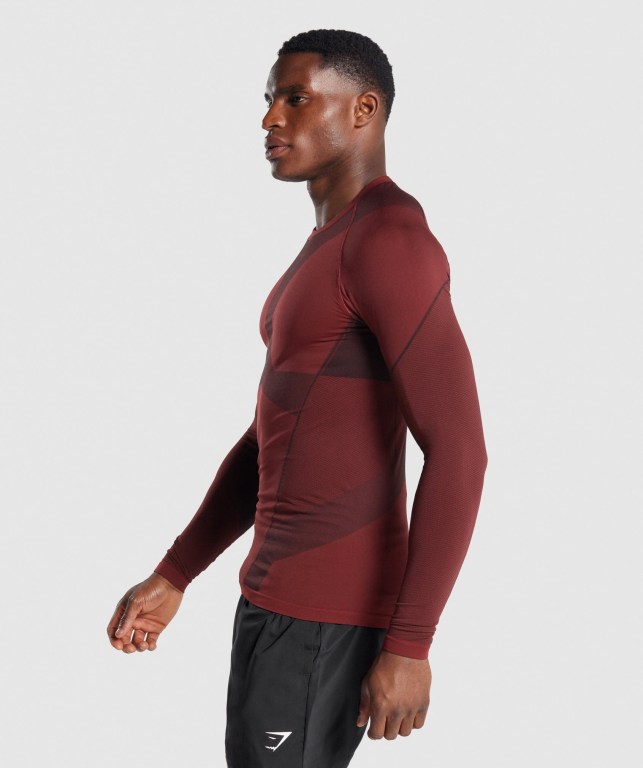 Burgundy Gymshark Free Force Seamless Men's T Shirts | US-46JSDAQ