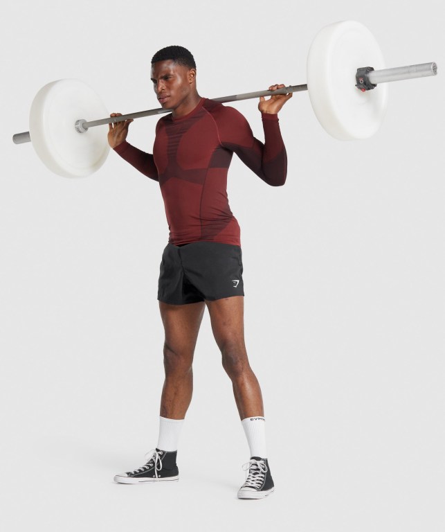 Burgundy Gymshark Free Force Seamless Men's T Shirts | US-46JSDAQ