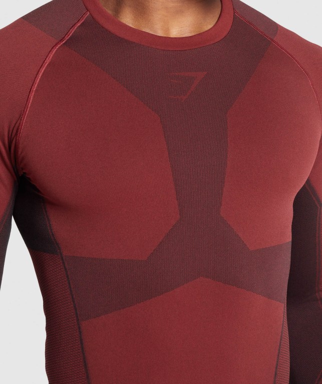 Burgundy Gymshark Free Force Seamless Men's T Shirts | US-46JSDAQ