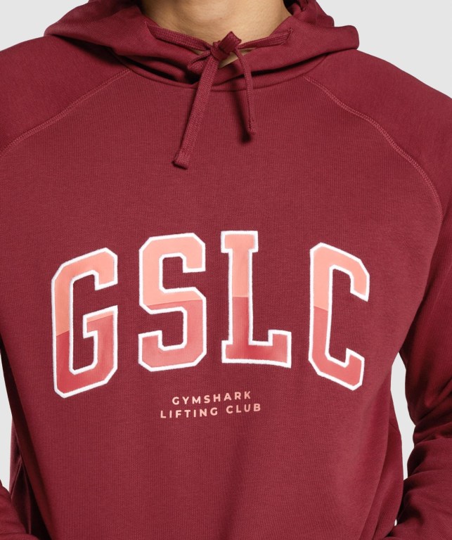 Burgundy Gymshark GSLC Collegiate Men's Hoodies | US-68REVXA