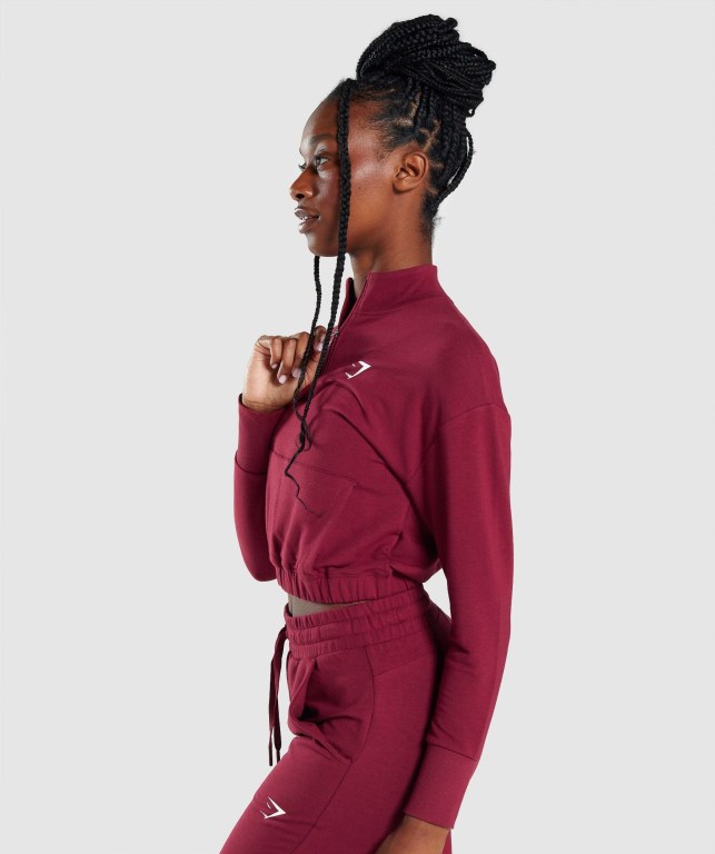 Burgundy Gymshark Pippa Training Women's Hoodies | US-38QINPJ