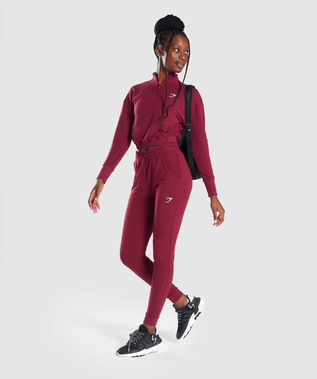 Burgundy Gymshark Pippa Training Women's Hoodies | US-38QINPJ