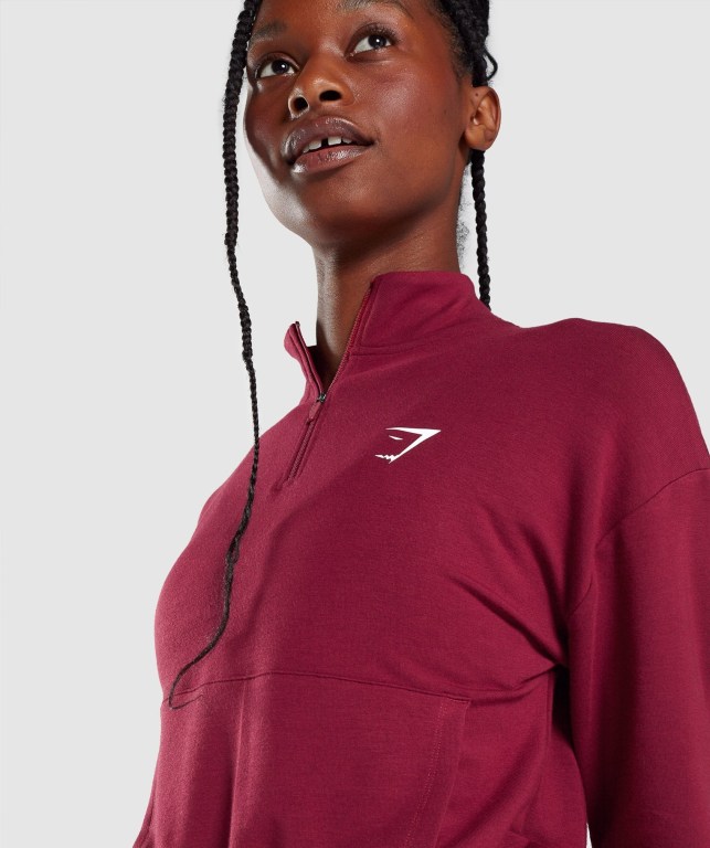 Burgundy Gymshark Pippa Training Women's Hoodies | US-38QINPJ